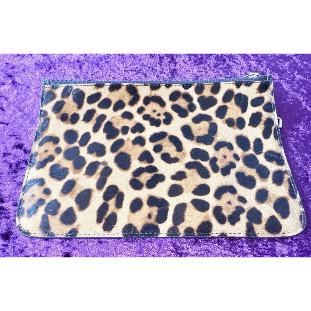 J Crew Leopard‎ Print Calf Hair Pouch Clutch Bag Cheetah Animal Print Handbag